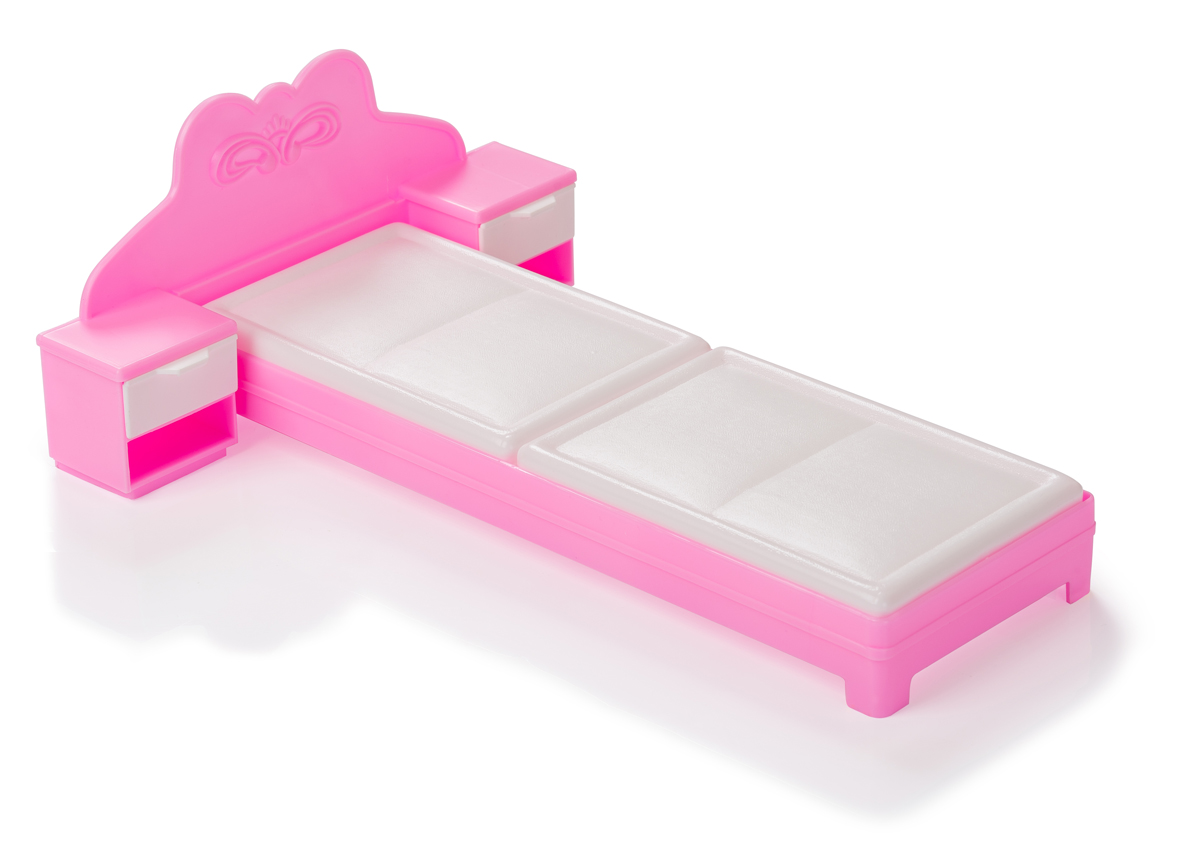 Мебель кровать для куклы розовая с-1387 огонек