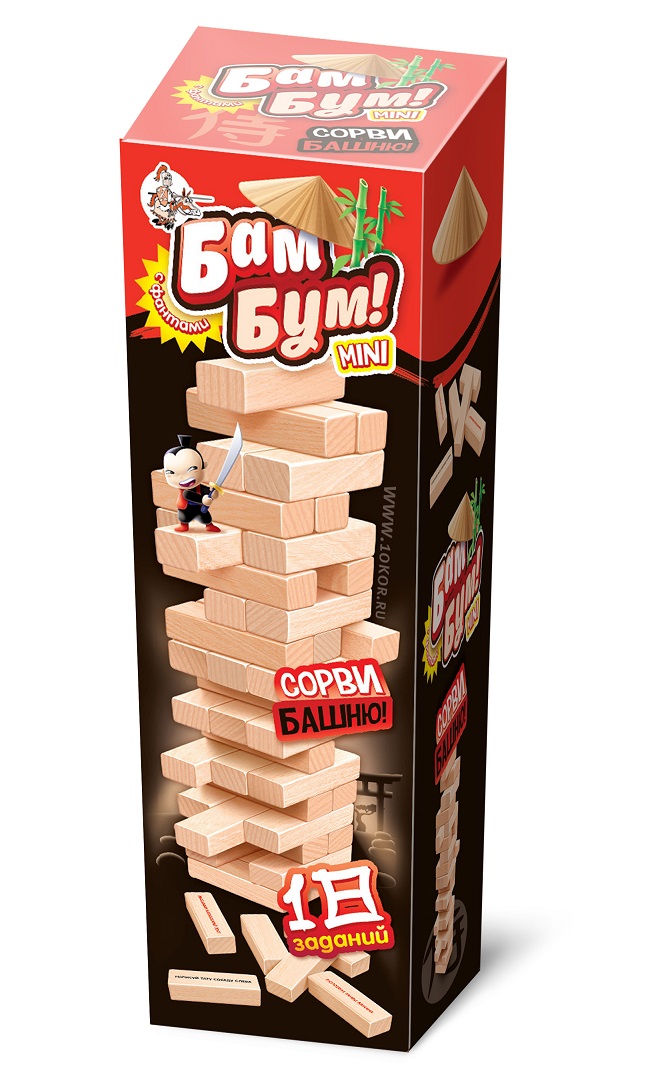 Игра для детей и взрослых "Бам-Бум mini" (падающая башня)