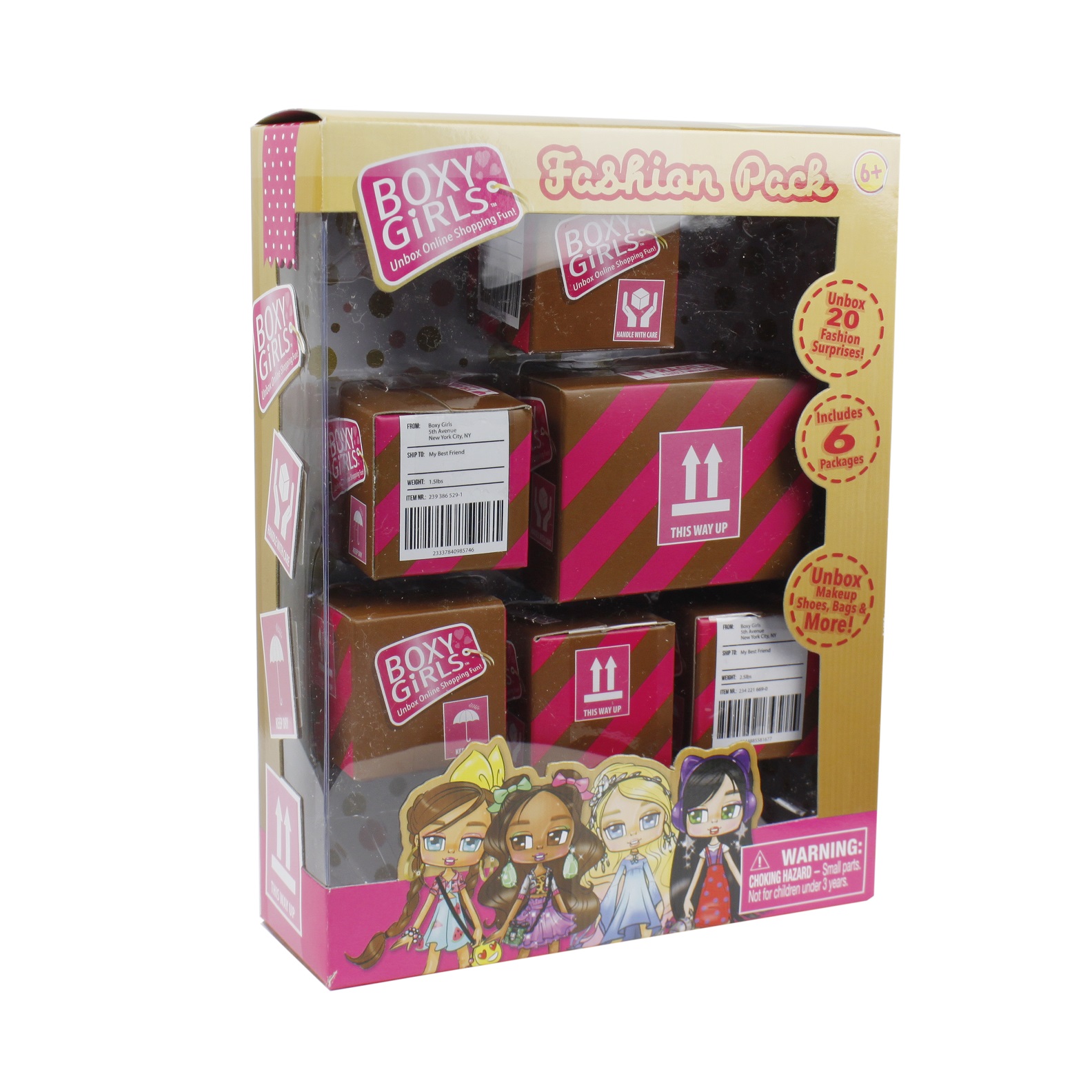 Игровой набор 6 посылок с сюрпризом для кукол Boxy Girls